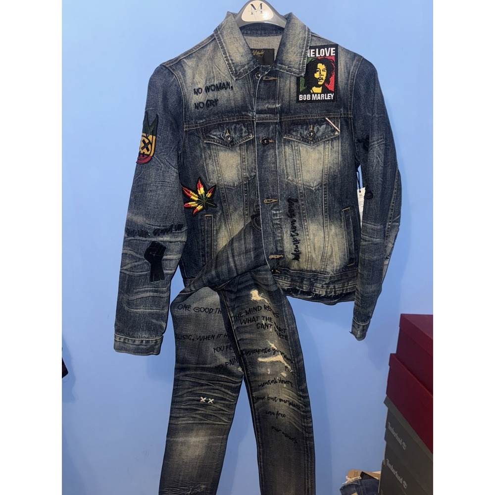 Cult of Individuality Bob Marley Type III Denim Jacket Blue Mens Small NWT Rare